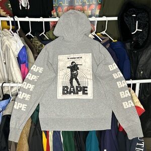 A Bathing Ape BAPE Gray Full Zip Hunter Marksman Hoodie Medium Rare